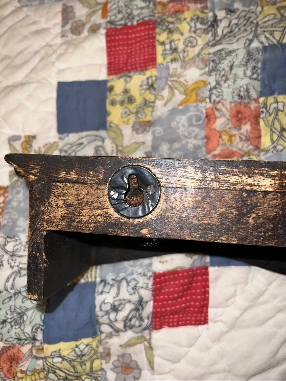 Antique Wood scalloped edge wall shelf dish holder primitive